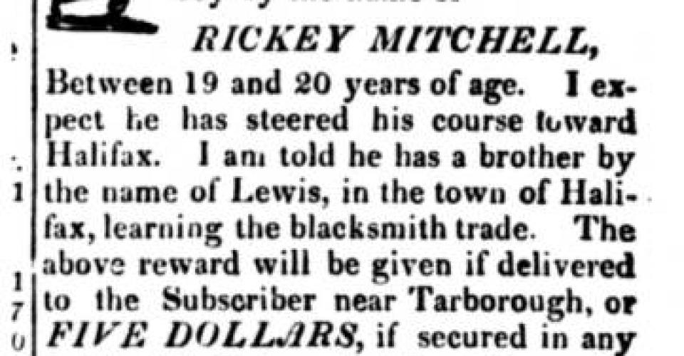Ad for enslaved person that ran away